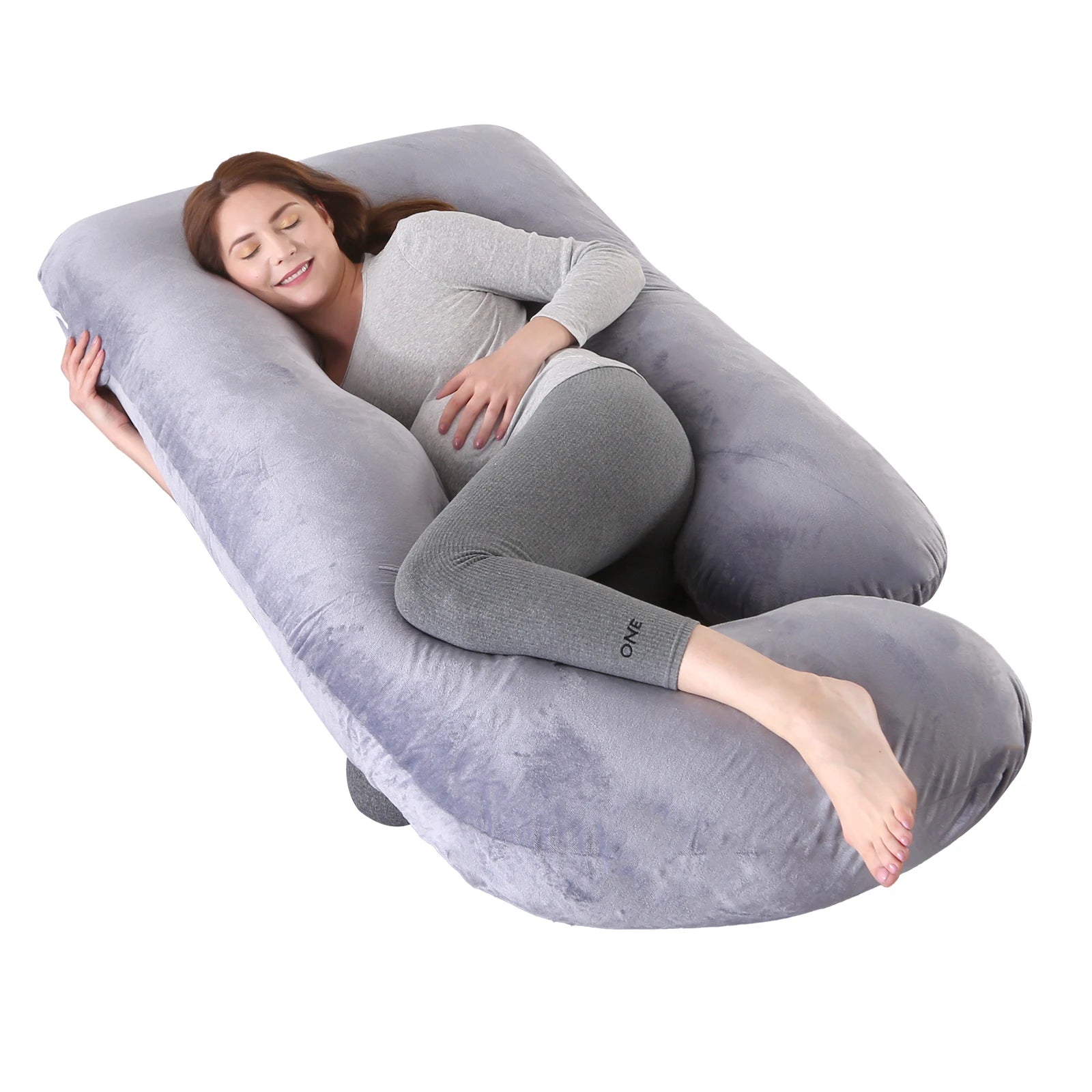 Pregnancy Pillow G Shaped Pregnancy Pillow with Removable Cover Full Body Pillow Support for Back, Hips, Legs, Belly (Dark Grey)