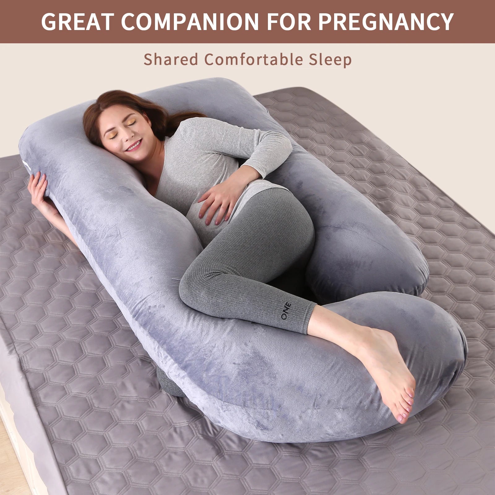 Pregnancy Pillow G Shaped Pregnancy Pillow with Removable Cover Full Body Pillow Support for Back, Hips, Legs, Belly (Dark Grey)