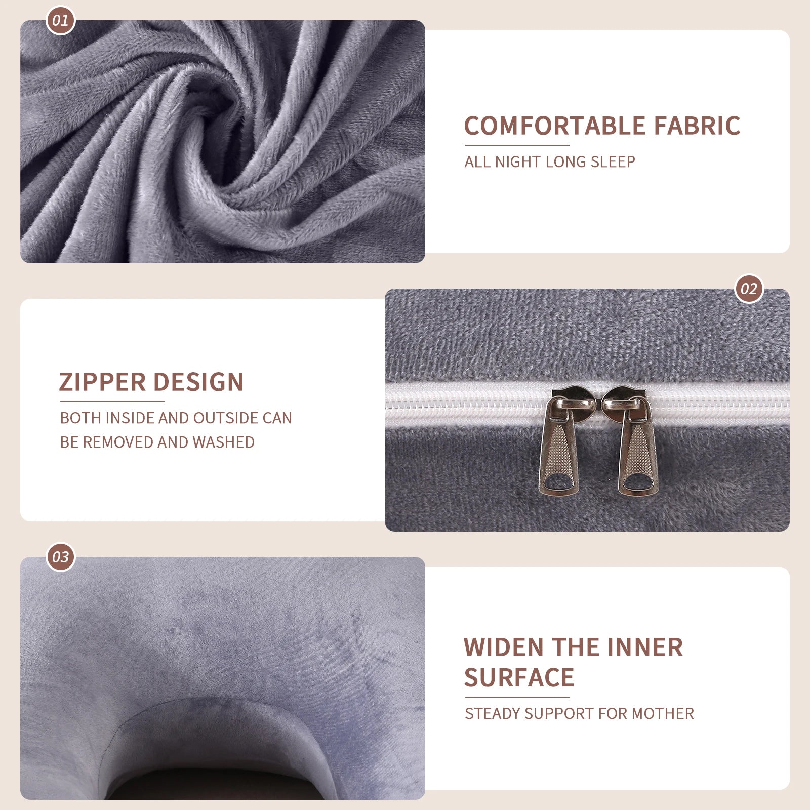 Pregnancy Pillow G Shaped Pregnancy Pillow with Removable Cover Full Body Pillow Support for Back, Hips, Legs, Belly (Dark Grey)