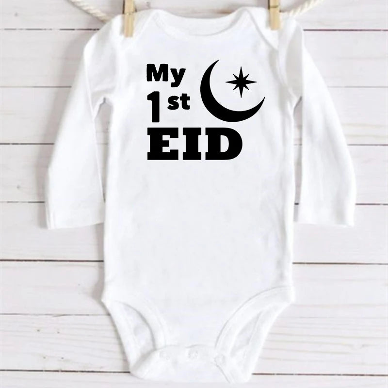 My First Eid Print Newborn Infant Clothes festive party Baby Toddler Jumpsuits Boys Girls Long Sleeve Bodysuits Ramadan Outfits